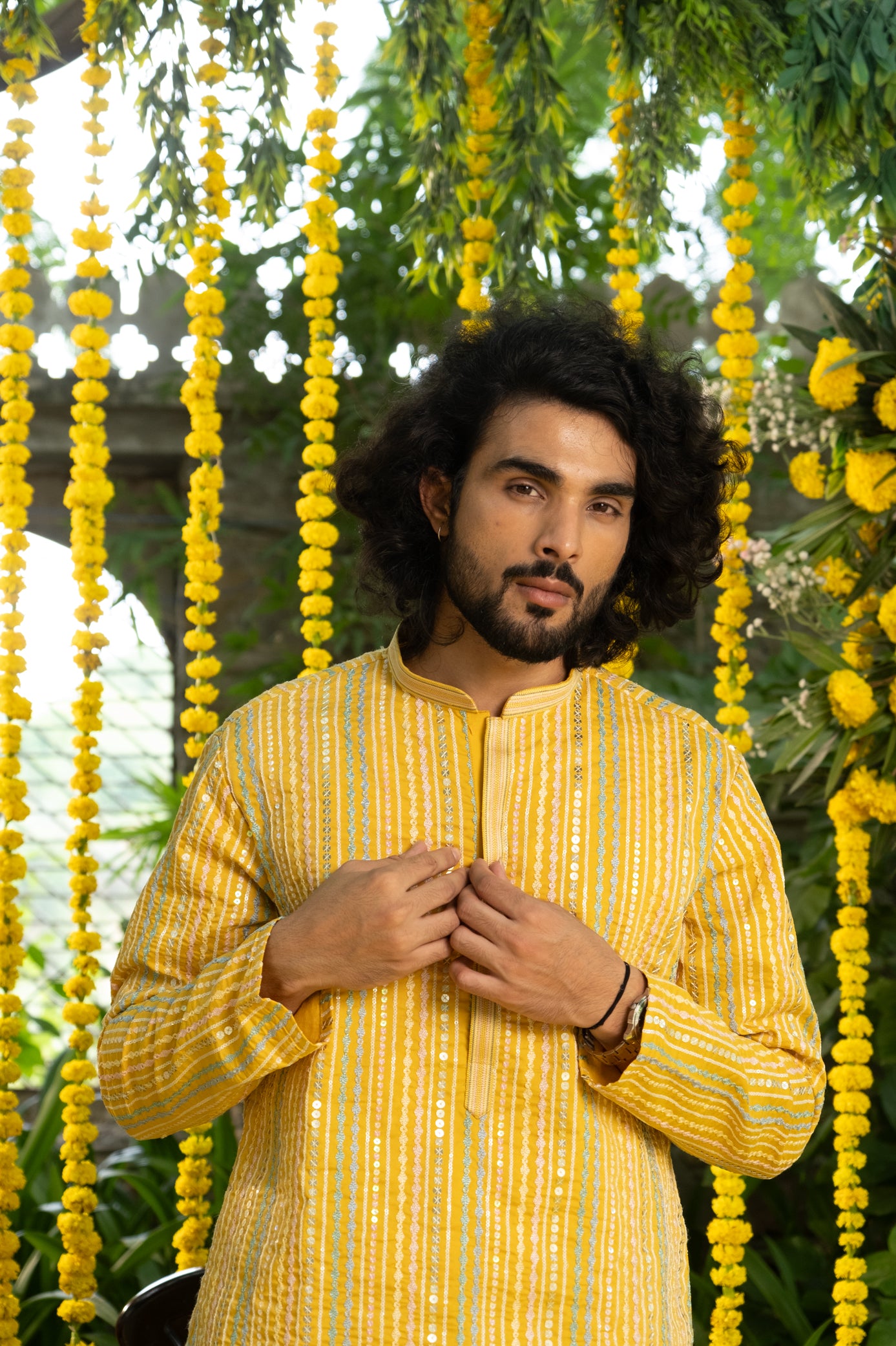 Mustard Color Embroidery Kurta Pajama Set