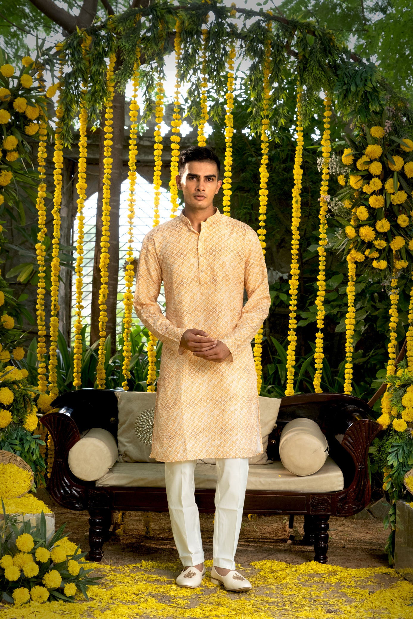 Mustard Color Kurta Pajama Set For Men