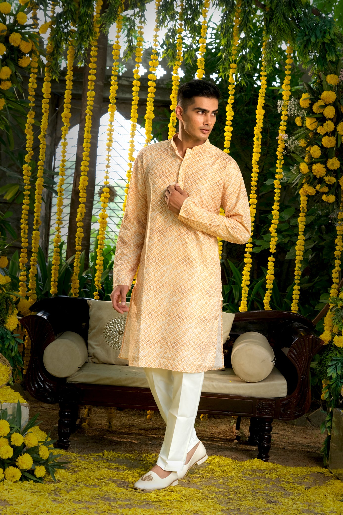 Mustard Color Kurta Pajama Set For Men