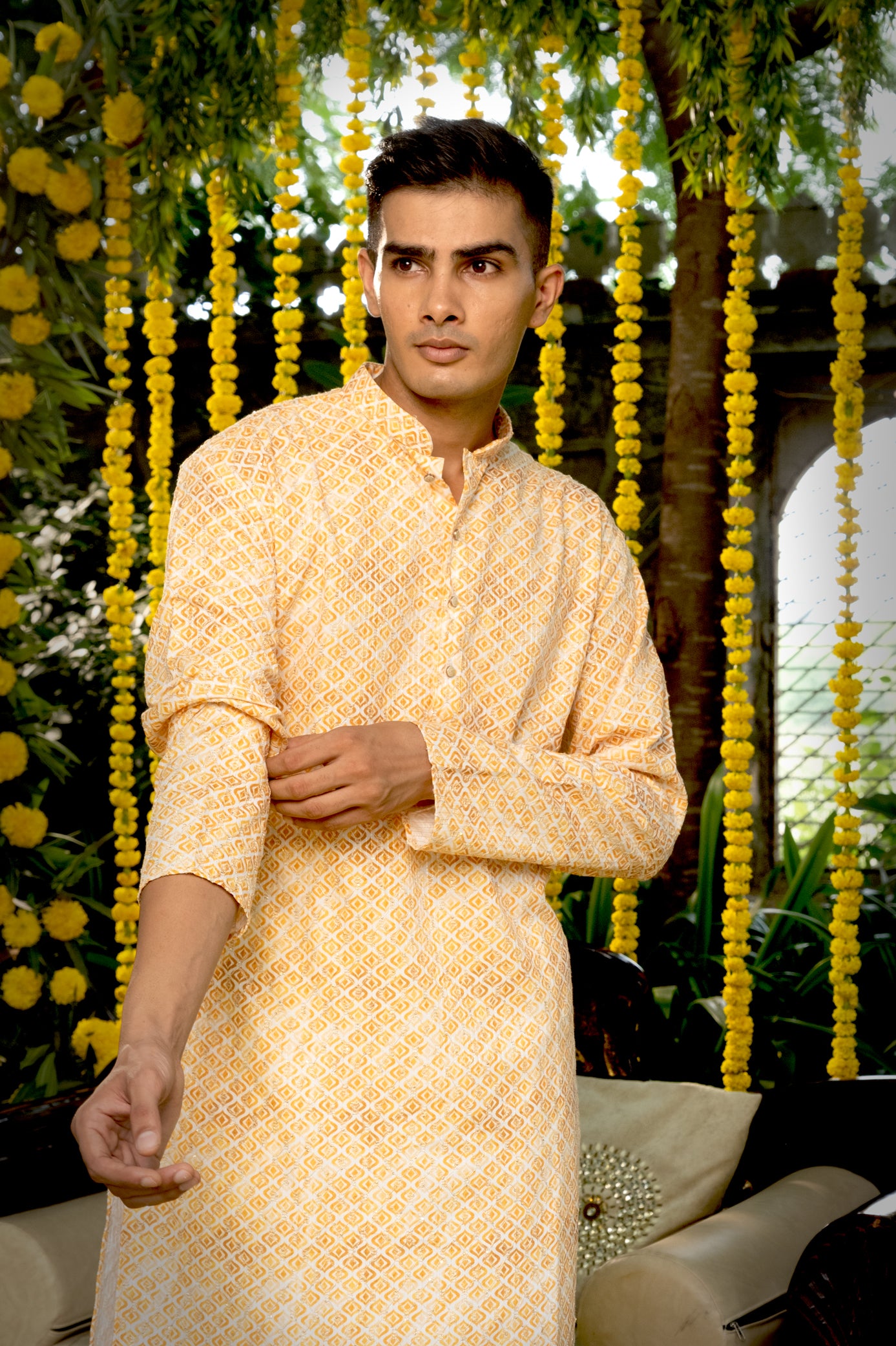 Mustard Color Kurta Pajama Set For Men