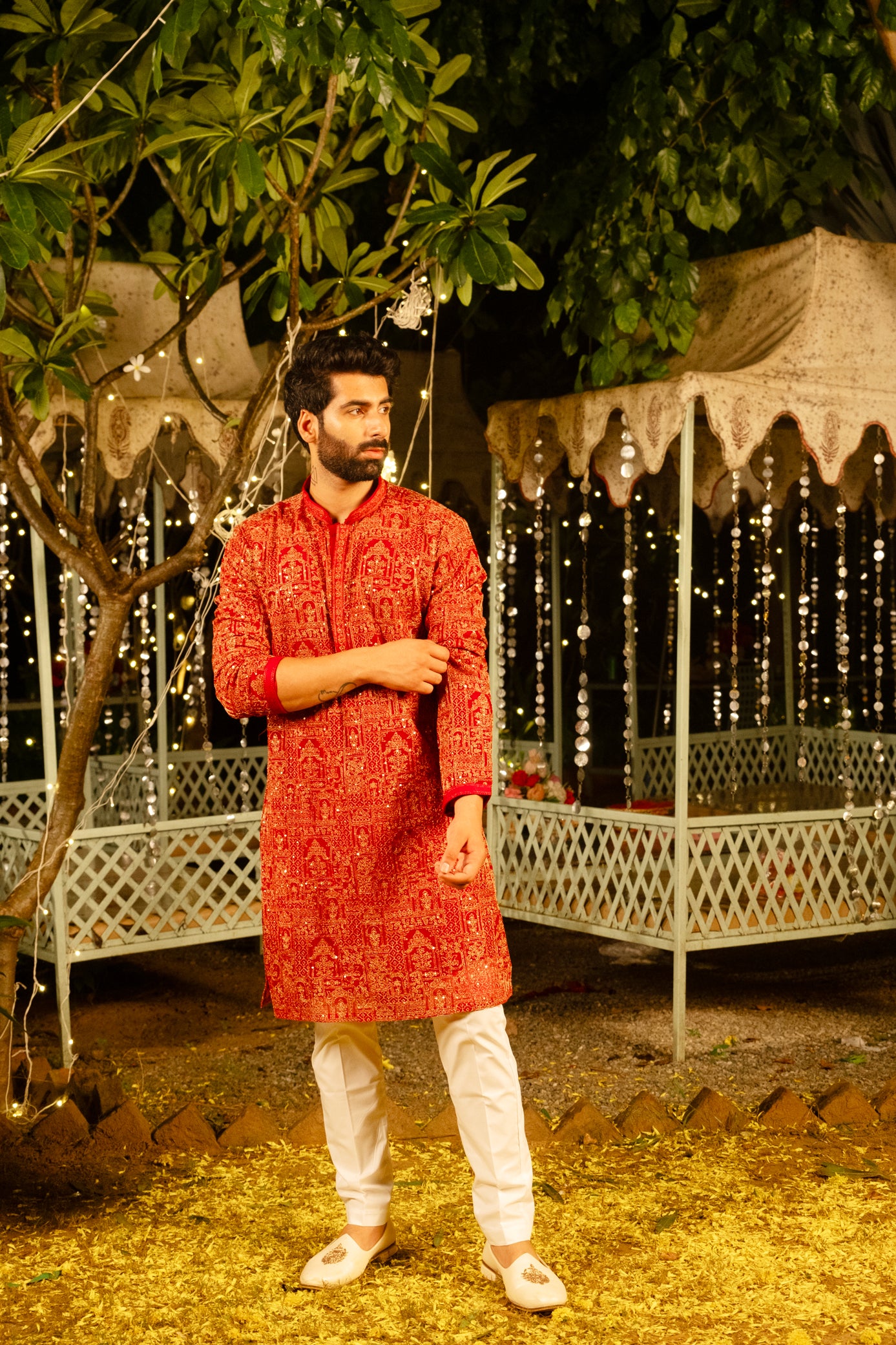 Hot Pink Color Kurta Pajama Set For Men