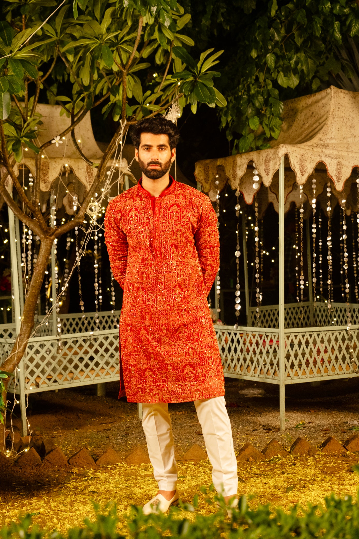 Hot Pink Color Kurta Pajama Set For Men