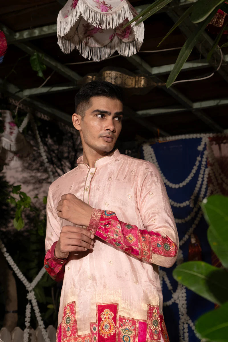 Zari Work Embroidery Kurta Pajama For Men