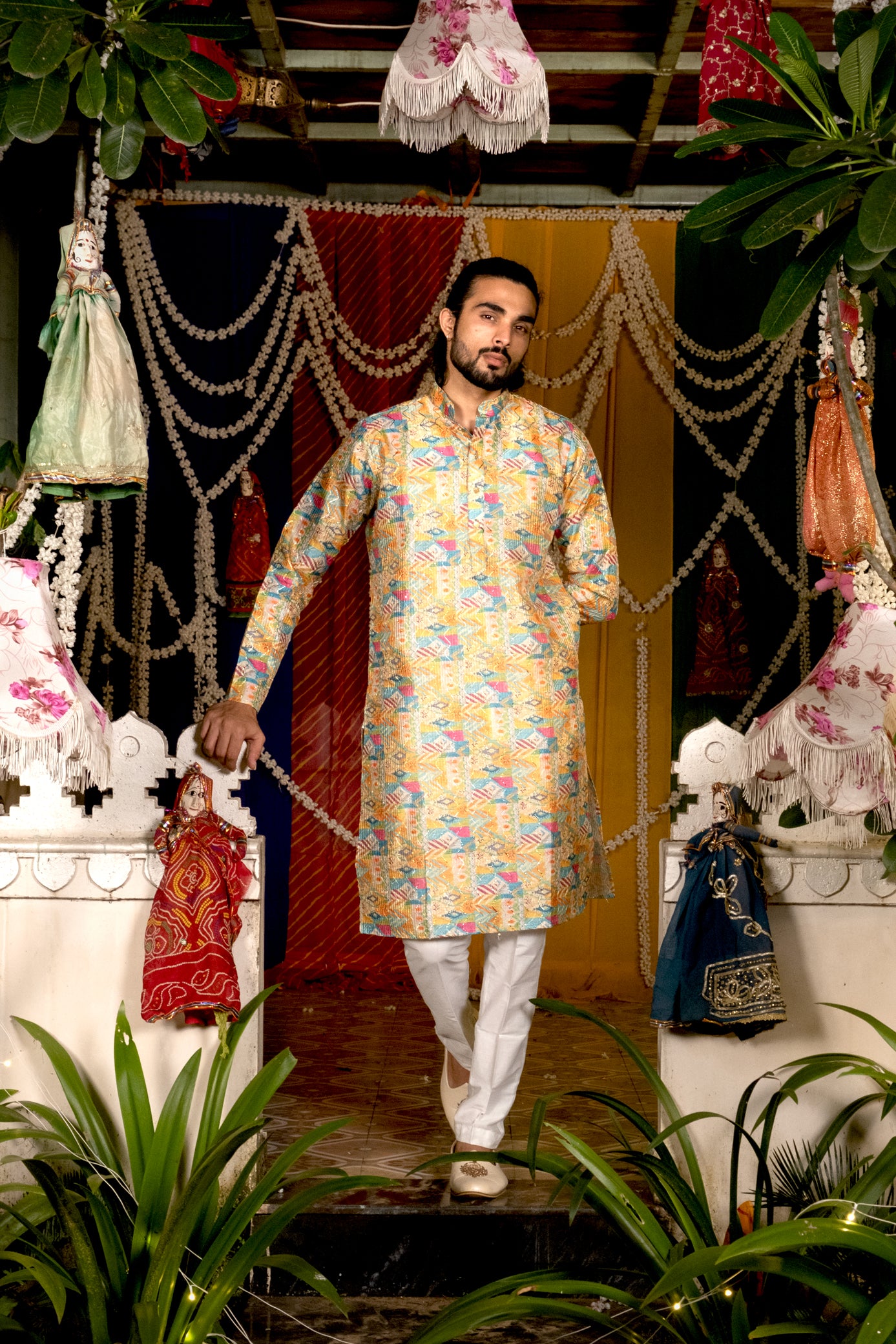 Multi Color Kurta Pajama Set For Men