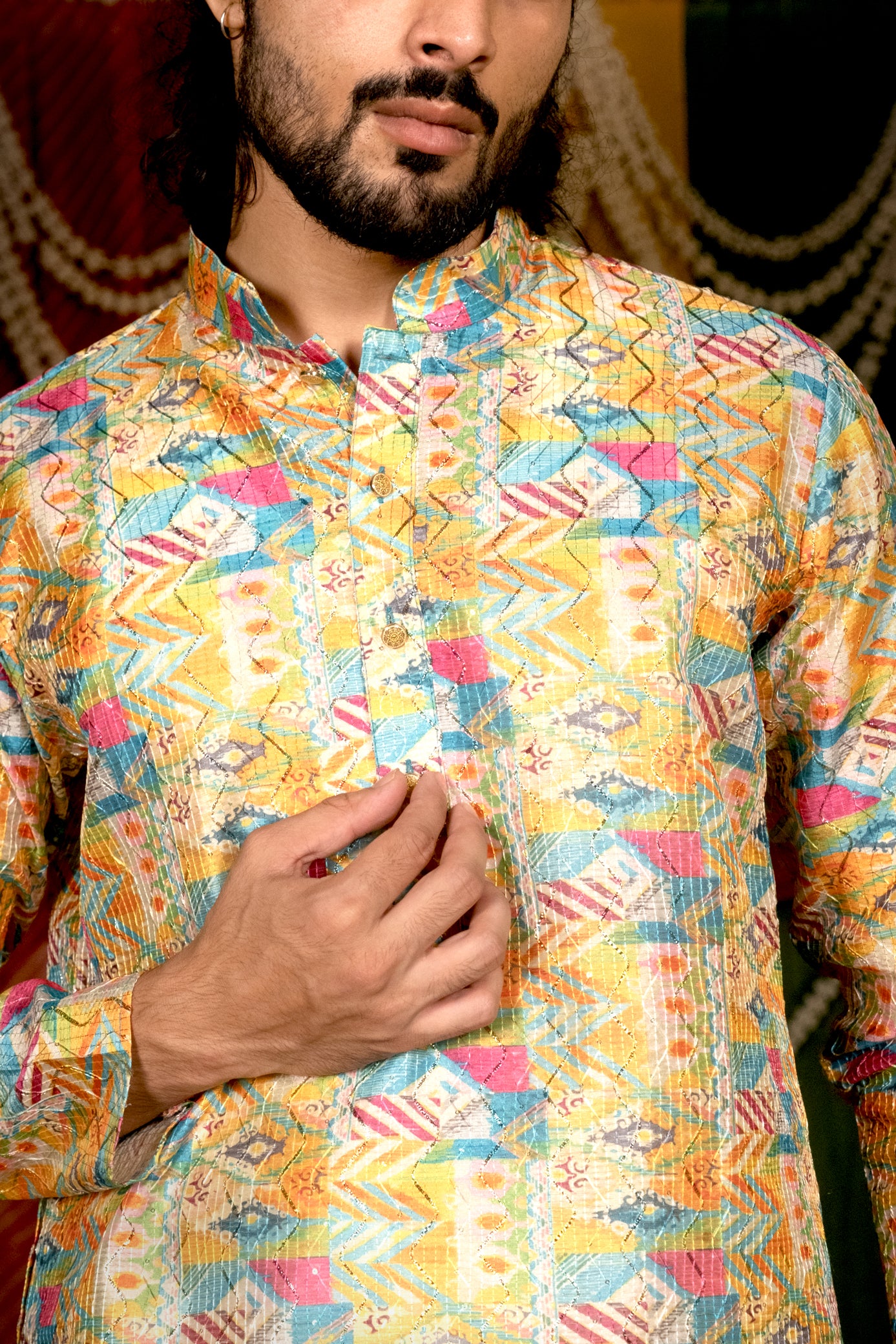 Multi Color Kurta Pajama Set For Men