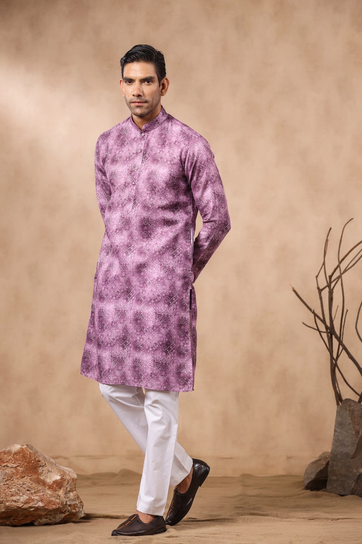 Lavender Ombre Kurta Set For Men