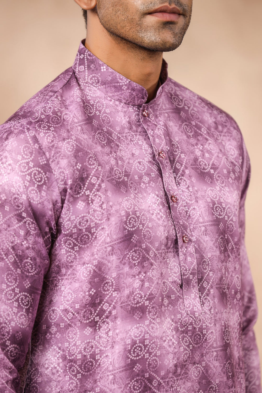 Traditional Silk-Blend Lavender Kurta for Men