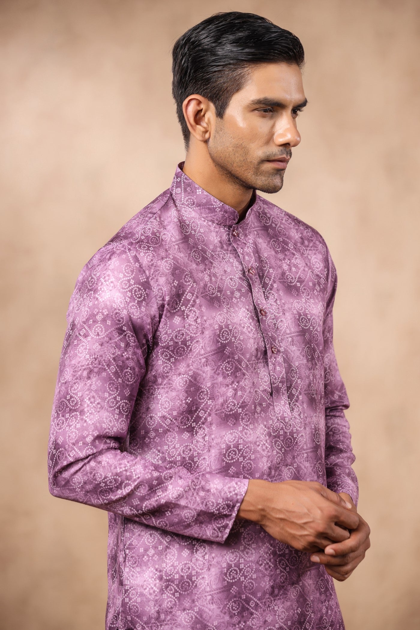 Lavender Color Cotton Kurta Pajama For Men