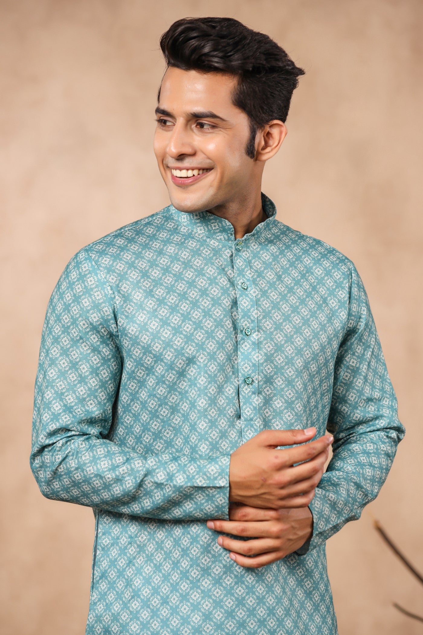 Rama Green Designer Kurta Pajama For Men