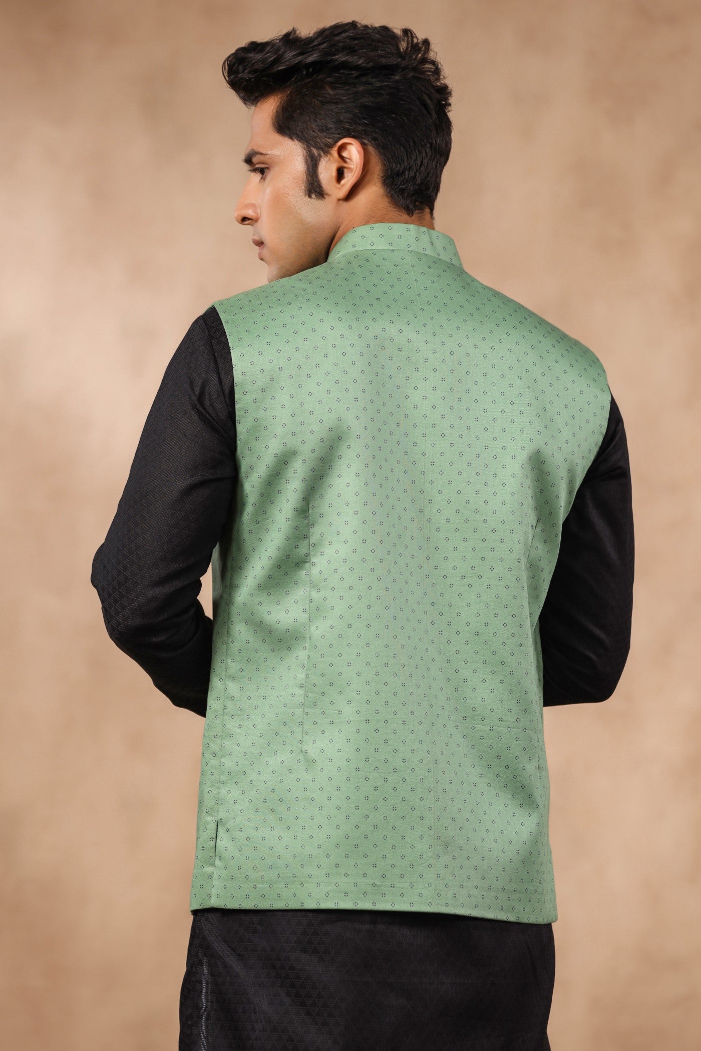 Green Color Waist Coat For Men