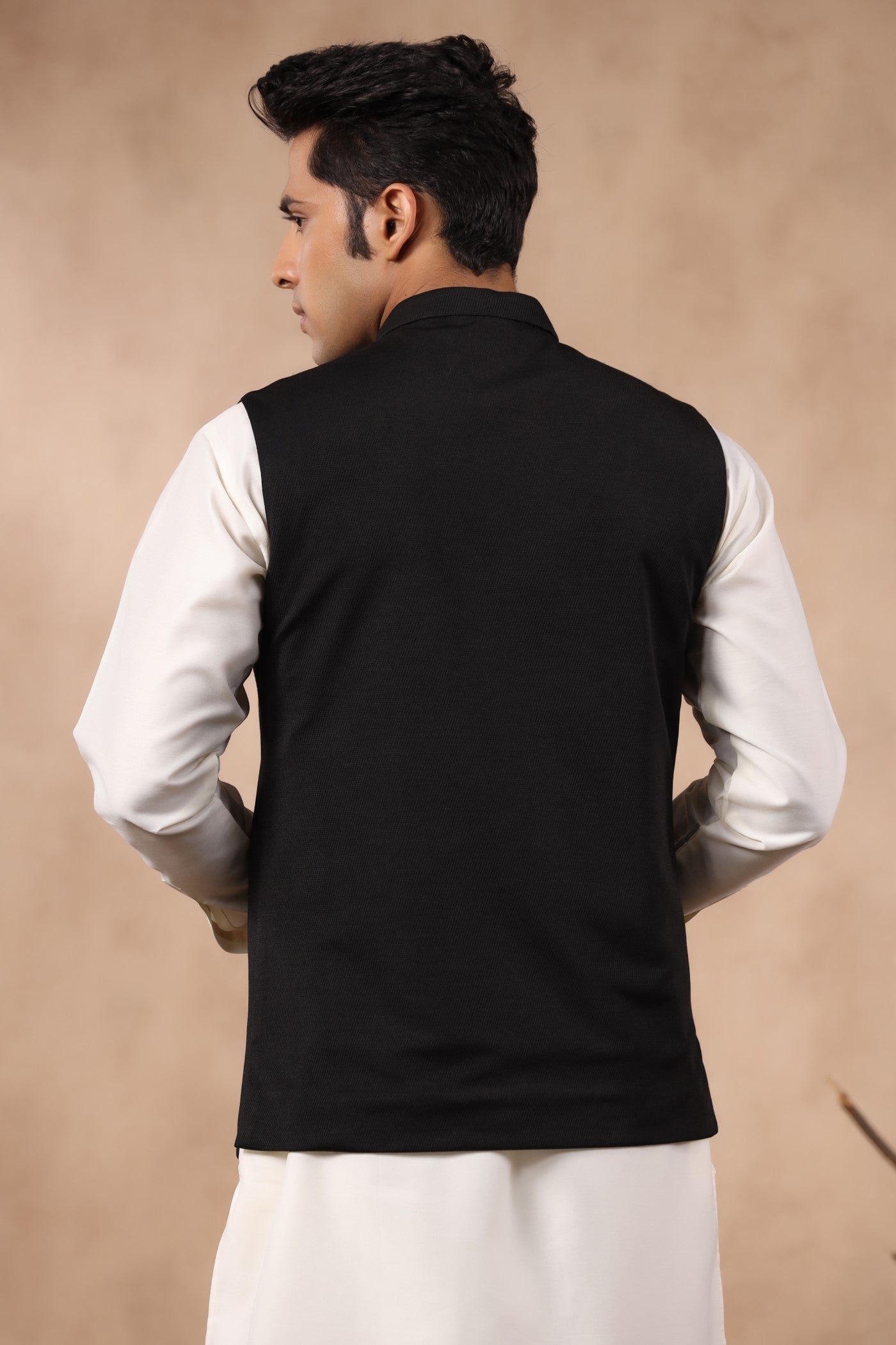 Black Plain Formal Waist Coat For Men