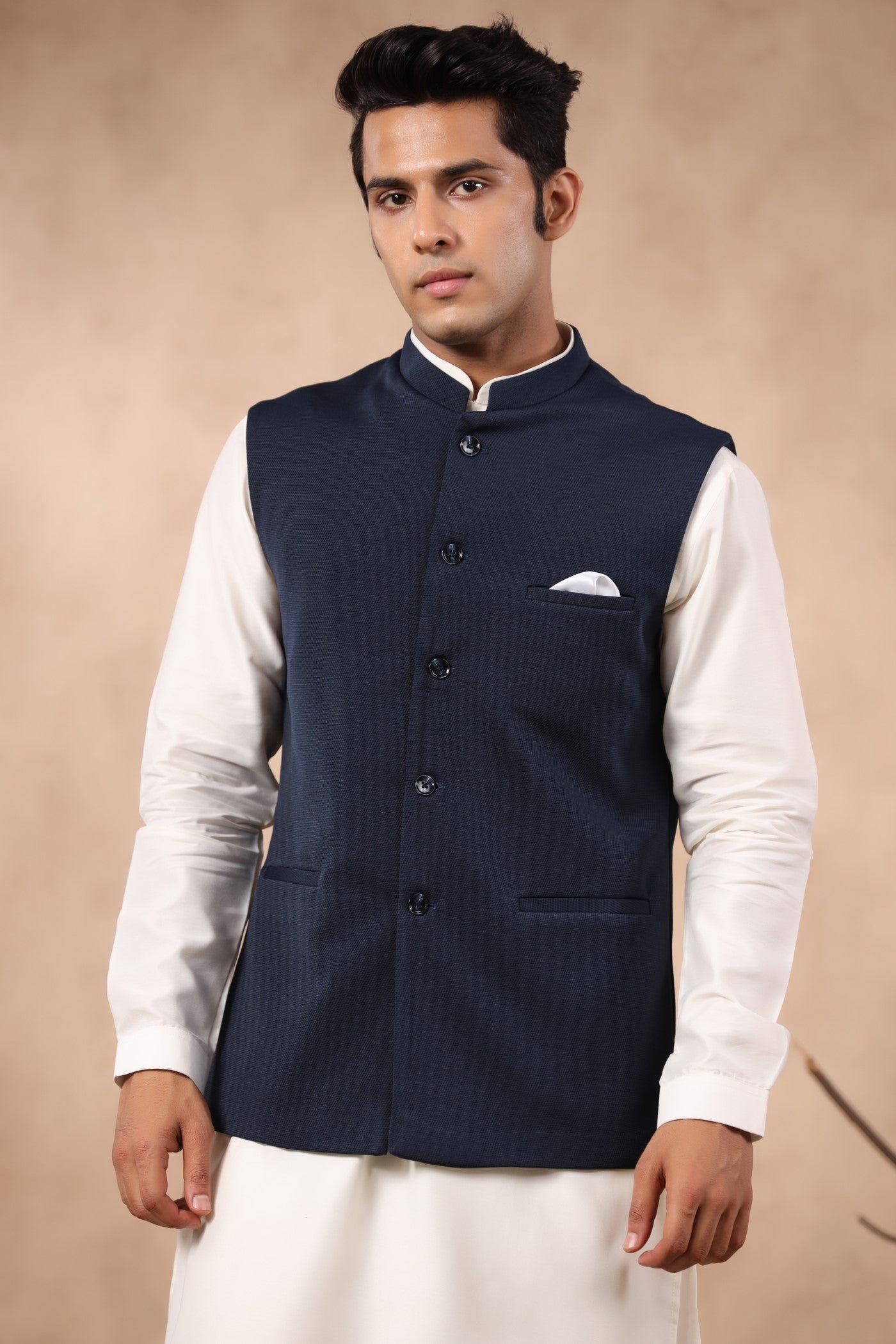 Navy Plain Waist Coat For Men