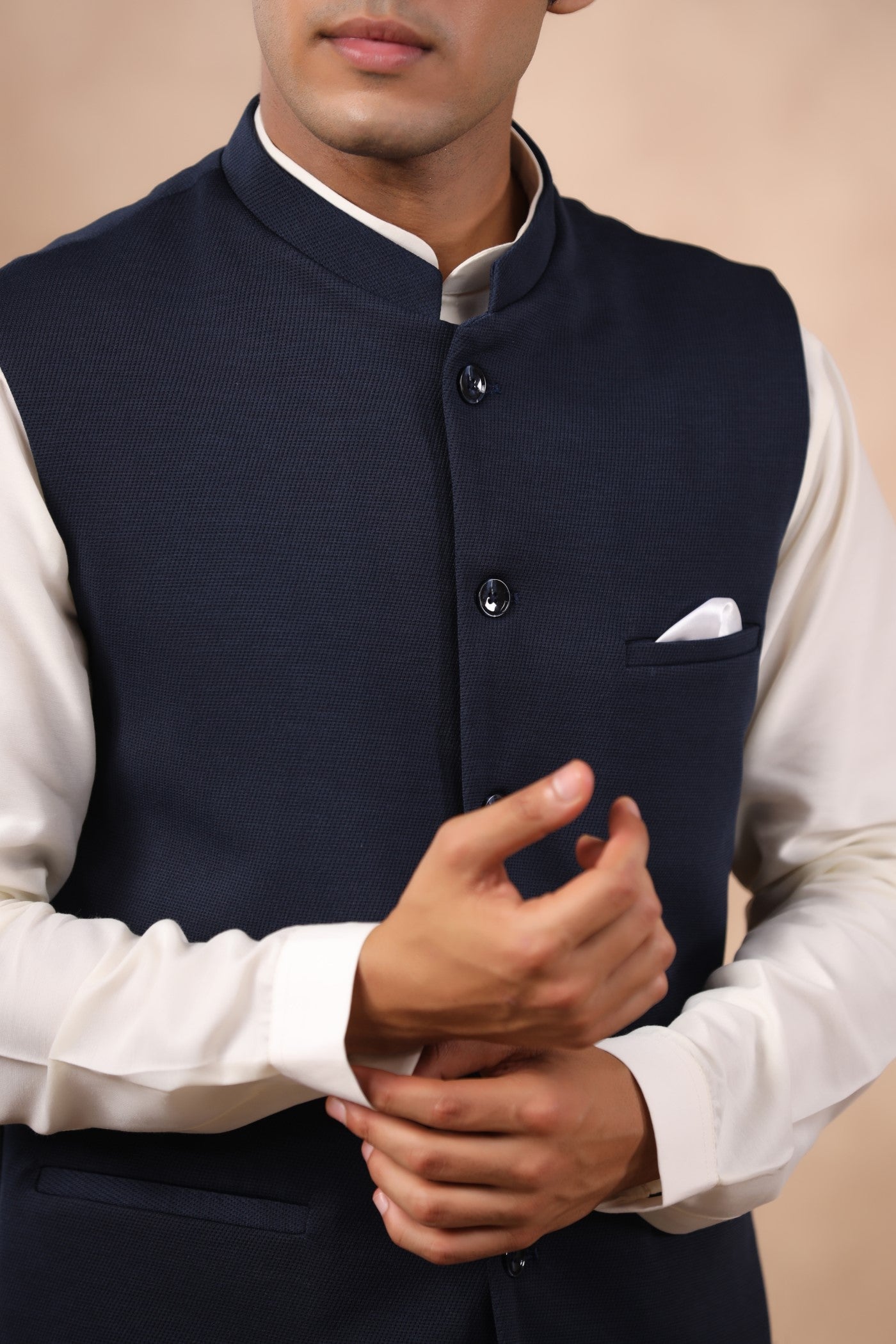 Navy Plain Waist Coat For Men