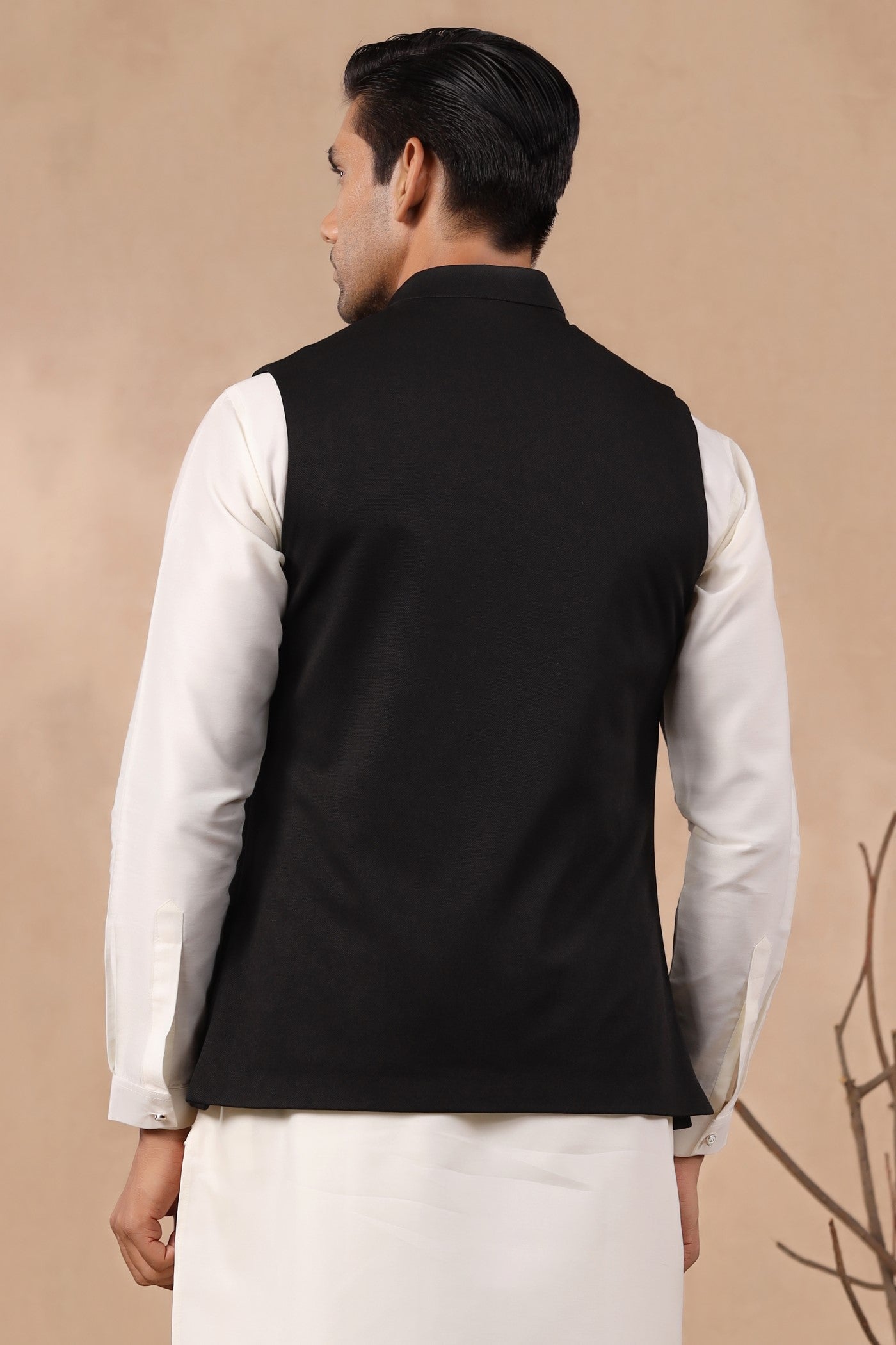 Black Color Plain Waist Coat For Men