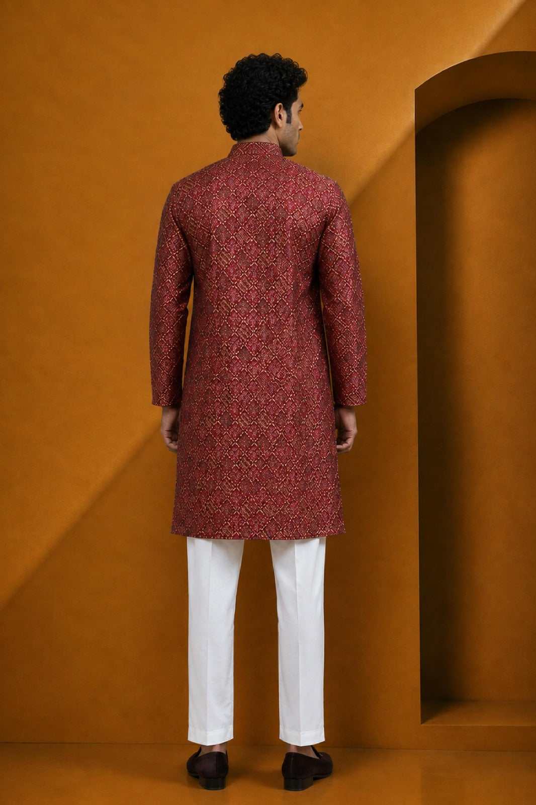 Men's Rani Printed Kurta Pajama Set
