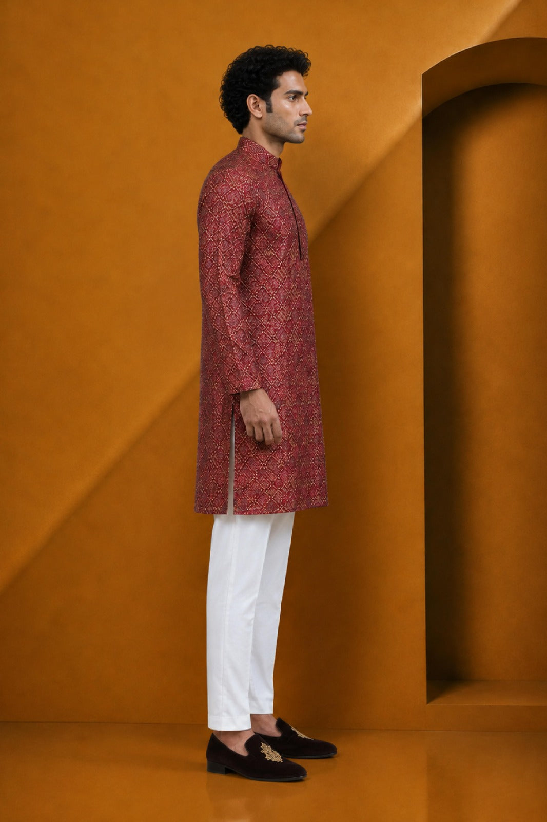 Men's Rani Printed Kurta Pajama Set