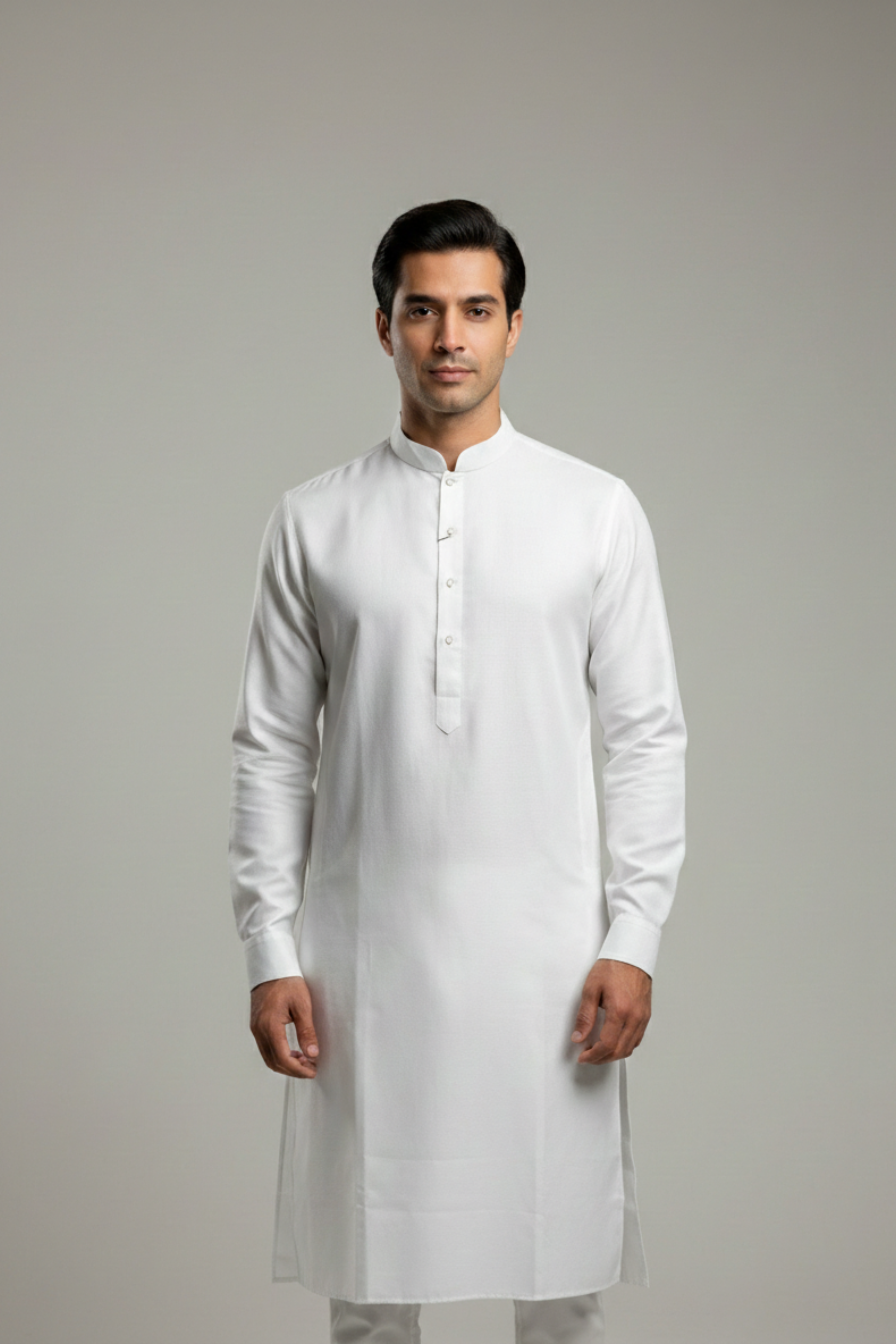 White Casual Plain Kurta Pajama For Men